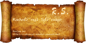 Radványi Sándor névjegykártya